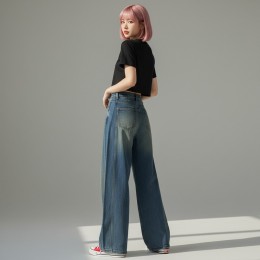 라르칼 밴딩 워싱 와이드 데님 청바지 SD-260304