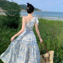 토텔라 언발 원숄더 스모크 원피스 SD-260403