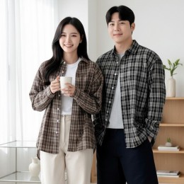 남녀 로에반 체크 남방 셔츠 SD-262024