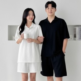 남녀 윌러드 엠보 텍스쳐 카라넥 상하세트 SD-262031