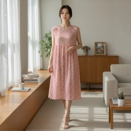 셀리아 슬리브리스 주름 롱 원피스 SD-262045