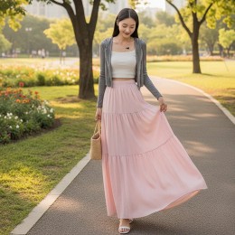콜랜디 허리밴딩 캉캉주름 롱스커트 SD-262053