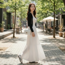 콜랜디 허리밴딩 캉캉주름 롱스커트 SD-262053