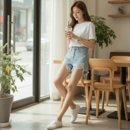 헤쉬턴 찢청 데님 핫팬츠 청반바지 SD-260432