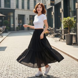 힐런시아 여름 티어드 캉캉 롱스커트 SD-260519
