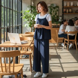 벨로니 아이스터치 데님룩 나시셋업 와이드 SD-260528