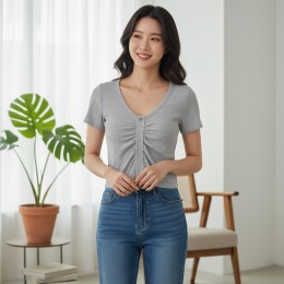 호핀트 앞셔링 버튼 브라캡 티셔츠 SD-260530