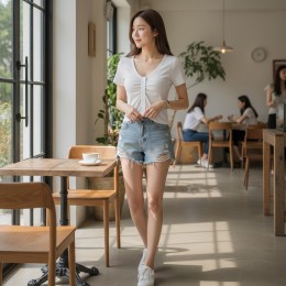 호핀트 앞셔링 버튼 브라캡 티셔츠 SD-260530