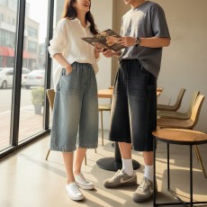 바일라 남녀공용 사이드 스냅 데님 버뮤다 SD-260616