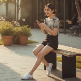 시노아 스트라이프 배색 반팔 티셔츠 SD-260625