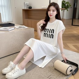 레터링 옆트임 캐주얼 롱 원피스 SD-262074