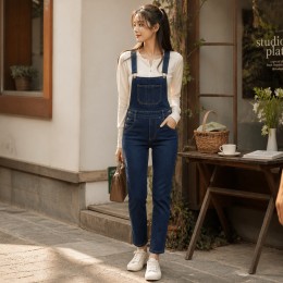 쉐린 데님 오버롤 슬림핏 멜빵 청바지 SD-262083