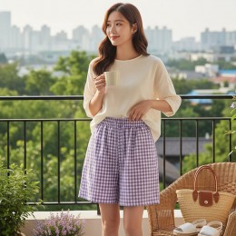 니쥬로 타탄 체크 4부 반바지 SD-262084