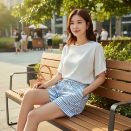헨벨 스트라이프 세로줄 3부 반바지 SD-262085