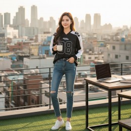 빈챔프98 남녀공용 배색 하키티 긴팔티 SD-260815