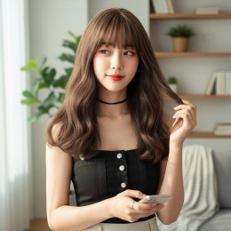 네이코 풀뱅 웨이브 메쉬 통가발 SD-260909