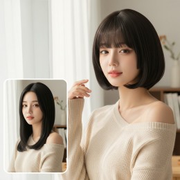 앤디라 풀뱅 내추럴 히메컷 단발 통가발 SD-260913