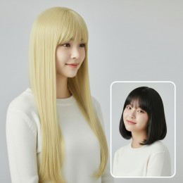 폴댐 풀뱅 금발 생머리 코스프레 통가발 SD-260914