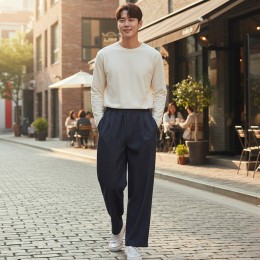 폴다르 앞핀턱 논페이드 데님 와이드바지 SD-260917