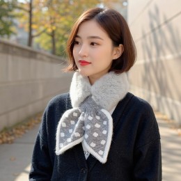 퓨션 리본도트 소프트 퍼 목도리 SD-262091