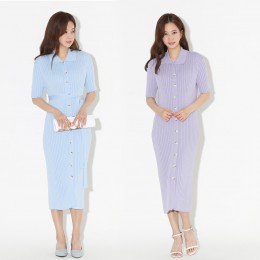 [Sale] 단추 카라 니트 롱원피스 SD-220415