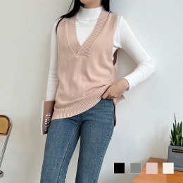 [Sale] 페이지 여자 옆트임 루즈핏 니트 조끼 SD-221016-