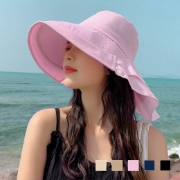 사틴 컬러풀 챙 비치 페도라 SD-230216