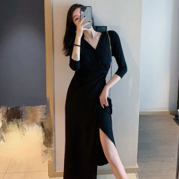 브이첼 꼬임 브이넥 롱원피스 SD-230515