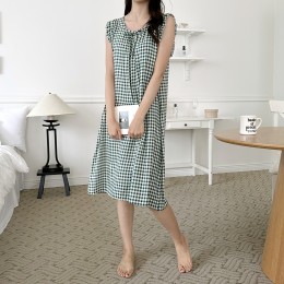 키릴 레이온 체크 원피스 셔링나시 SD-230702