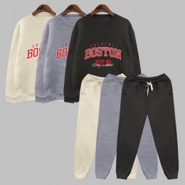 보스턴 여자 기모 맨투맨 조거 세트 SD-231119W