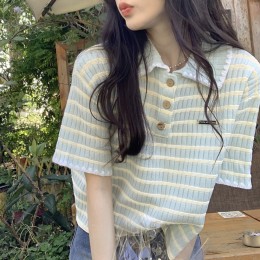 벨롱 단가라 카라 반팔 티셔츠 SD-240303