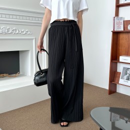 무지 플리츠 프릴 와이드 팬츠 SD-240509