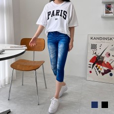 핌프 주름워싱 데님 7부 레깅스 SD-2471A