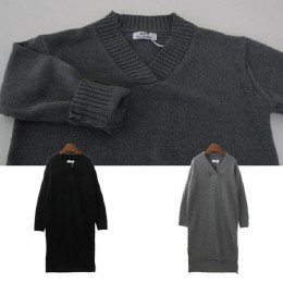 옆트임 브이넥 니트롱원피스 SD-6696