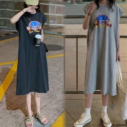 민소매 캘리포이나 프린팅 롱원피스 SH-200302