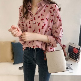 아처 가슴 포켓 체리 블라우스 SH-500313