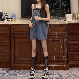 여자 멜빵 데님 스커트 SH-500378