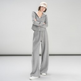 여성 크롭와이드라인 기모 하의츄리닝바지