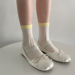 파스텔 밴드 양말 4개입 여름용 레이온 니삭스 반양말