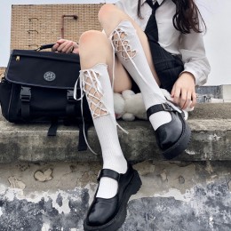 리본 스트랩 니삭스 반양말 반스타킹 허벅지 가터