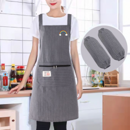 데일리 스트라이프 앞치마 팔토시 세트 바리스타 식당 공방 미술 미용사