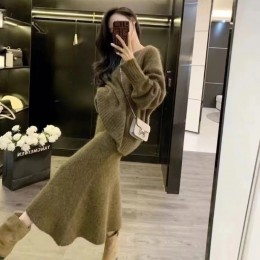 코지 브이넥 니트 투피스 세트4color