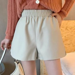 레더 하이웨이스트 와이드 반바지 3color