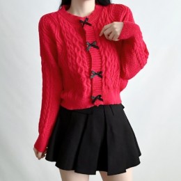 케이블 리본 트위스트 포인트 가디건 3color