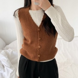 버튼 와플 니트 베스트 4color