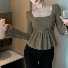 여리핏 스퀘어넥 롱 슬리브 티셔츠 SNY-0061