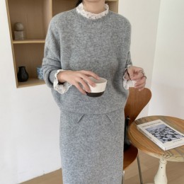 로맨틱 레이스 배색 니트 세트 SNY-0073