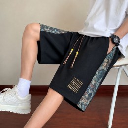 남자 블랙 루즈핏 스포츠 5부 반바지