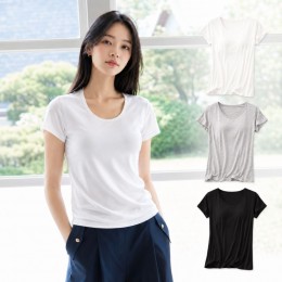 여성 여름 모달 쿨 노브라 캡내장 반팔티