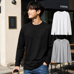 남성 무지 베이직 긴팔티 라운드넥 데일리 이너티